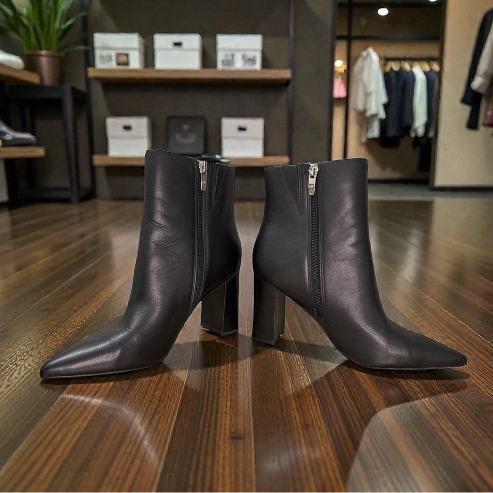 Marc Fisher Black Leather Ankle Booties